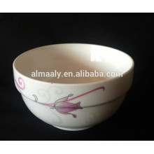 White ceramic salad bowl with decals